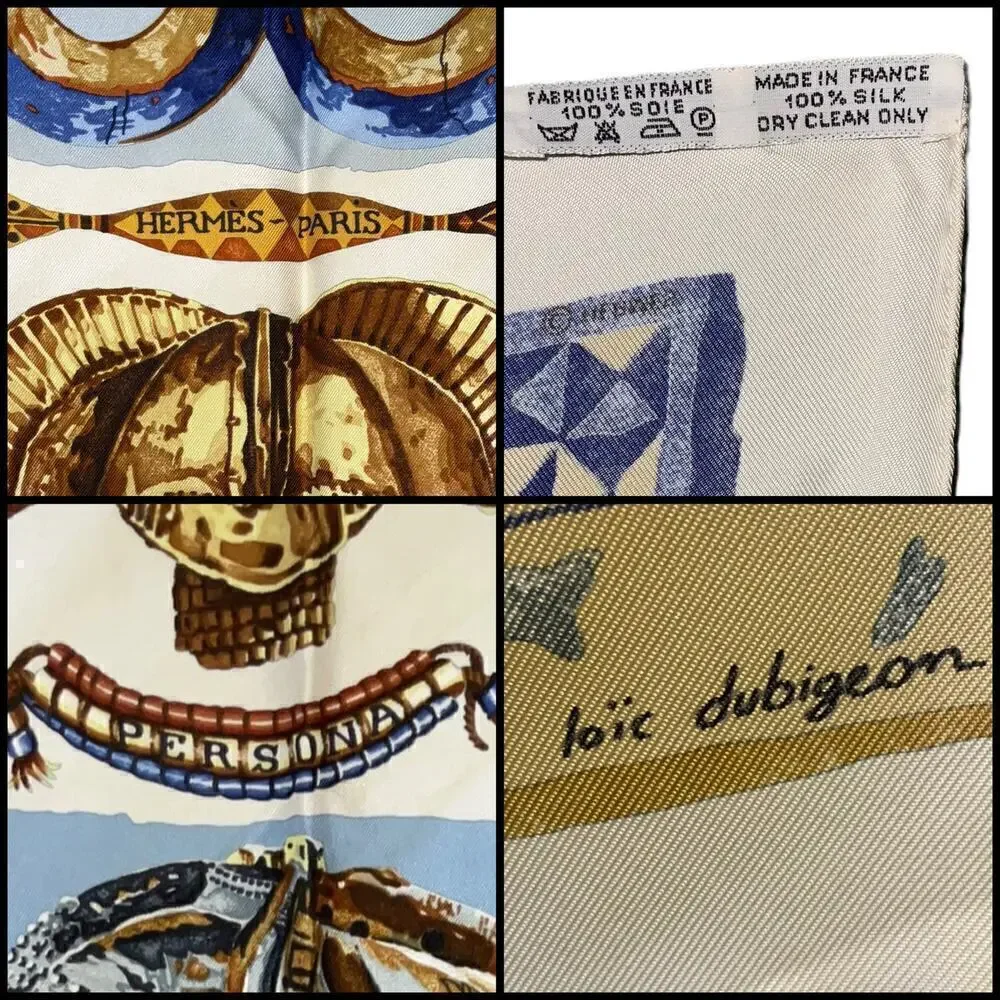 Hermes 100% Silk Scarf Carre Persona by Loic Dubigeon 90cm Square Rare - Picture 3 of 16